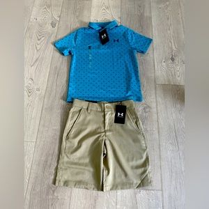 Under Armour Polo and Shorts Set. Size YSM for both top and bottom! Never Worn!